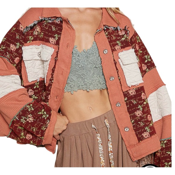 POL / New Patchwork Quilted Jacket / Boho Floral Winter Coat - Picture 4 of 5